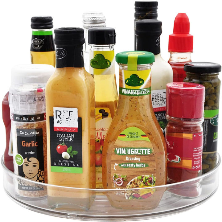 1PCS%209%20Inch%20Lazy%20Susan%20Spice%20Rack%20Organizer,%20360%20Degree%20Rotating%20Round%20Lazy%20Susan%20Turntable%20for%20Cabinet,%20Clear%20-%20Image%205