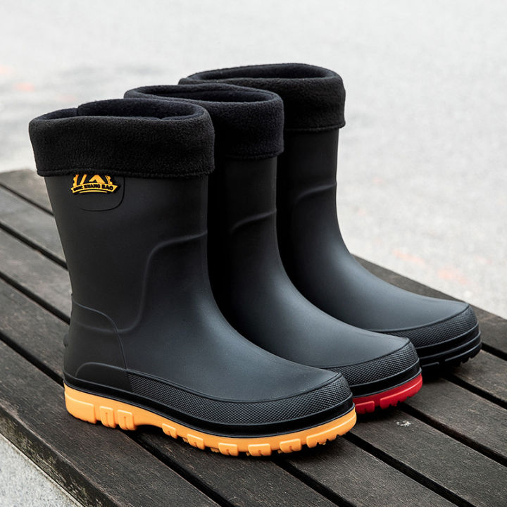 High-end rain boots men's closed rainproof waterproof shoes, high long non-slip rain boots, corseted work shoes, rubber shoes, fishing shoes