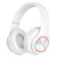 Cross-border new head-mounted bluetooth headset colorful light luminous plug-in card heavy bass wireless folding earphone wholesale.