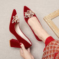 Chinese Wedding Shoes Bridal Shoes Women2023New Xiuhe Wedding Dress Two-Way Red High Heel Chunky Heel Wedding Shoes. 