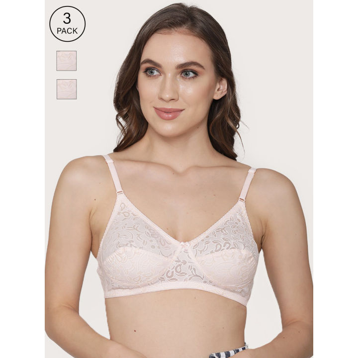 KALYANI Bra For Women 3 pack (36 Size) Pink, Beige, Sky
