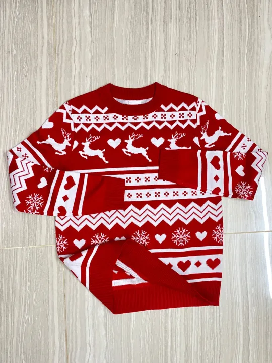 Women's%20Christmas%20Sweater%20Long%20Sleeve%20Crew%20Neck%20Pullover%20Red%20Color%20Block%20Knitwear%20-%20Image%204