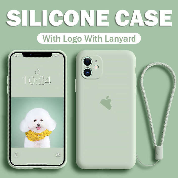 TJD Lanyard Strap Silicone Soft Shockproof Case For iPhone 15 14 13 12 11 Pro Max Mini X XR XS 8 7 6 6S Plus SE 2020 Simple Casing Anti fall Phone Cover With Veet Inside