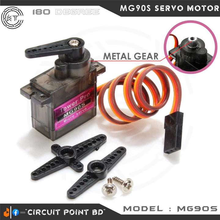 MG90S Metal Gear Micro Servo Motor 180° Degree Rotation Standard Quality.For Rc Helicopter/ Plane/ Drone/ Boat/ Car with Arduino/ESP/Raspberry Pi and DIY Electronics Project.