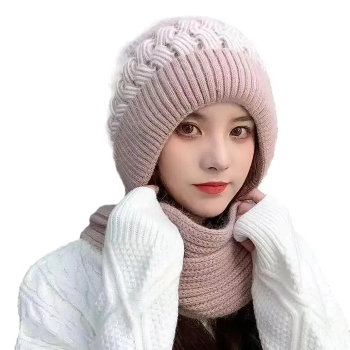 Fashionable%20Knit%20Hat%20Winter%20Hat%20for%20Women%20Knitted%20Windproof%20Warm%20with%20Plush%20Ball%20Decor%20Anti-slip%20Beanie%20Scarf%20Combo%20Stylish%20Ear%20-%20Image%207