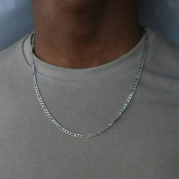 Fashion New Figaro Chain Necklace For Men Punk Silver Color Stainless Steel  Long Necklace Men Hip Hop Jewelry Gift