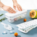 Press Type Square Ice Cube Maker Silicone Ice Tray Mold Ice Storage Box With Lid For Kitchen Silicone Square Cubic Container Box. 