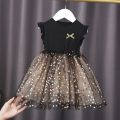 Girl's summer dress, Korean version, girl's cotton fluffy skirt, super immortal and foreign star mesh new princess skirt. 