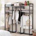 Freestanding Closet Organizer, 75 inch Clothing Rack with Shelves, Heavy Duty Garment Rack Wardrobe Closet with Hanging Rods. 