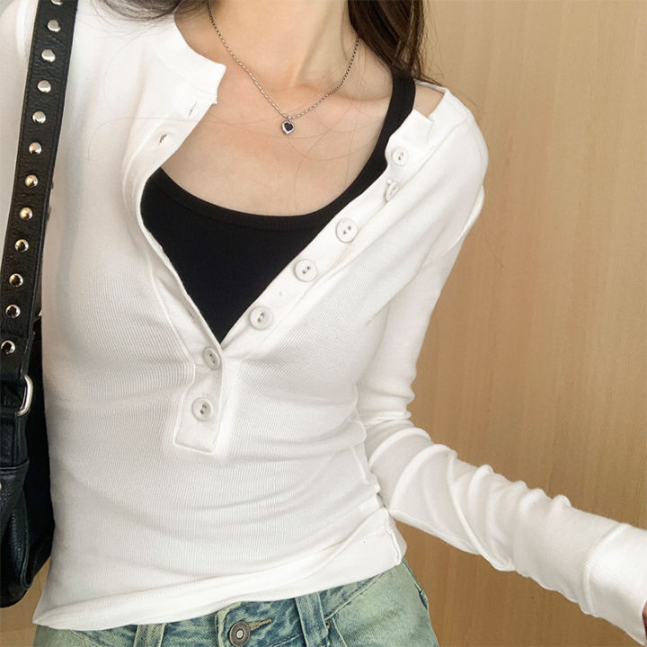 Pure%20Desire%20White%20Long%20Sleeve%20T-Shirt%20Women's%20Fall%20Winter%202023%20Slim%20Design%20Sense%20Underneath%20Undershirt%20Hot%20Girl%20Top%20-%20Image%205