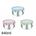 new Homio Tedemei high quality portable BPA free leak-proof lunch box round stainless steel food storage container 1500ml,840ml and 400ml size. 