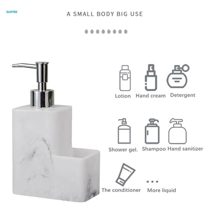 350ml%20Dish%20Soap%20Dispenser%20Pump%20Bottle%20Organizer%20Holder%20with%20Storage%20Compartment%20Marble%20Surface%20Refillable%20for%20-%20Image%207