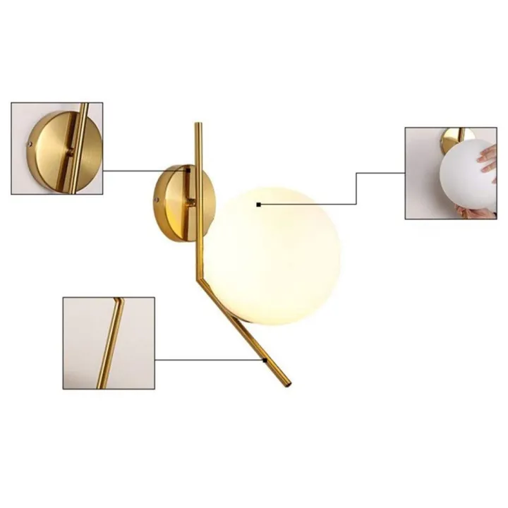 Adjustable%20Wall%20Lamp%20Glass%20Ball%20Metal%20with%20Bulb%20for%20Loft%20Warm%20White%20-%20Image%202