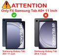 Flip Cover for Samsung Galaxy Tab A9 Plus 11 inch case, Soft Flexible Flip Case Cover with S Pen Holder for Samsung Galaxy Tab A9+ 11 inch with Auto Sleep Wake - Trifold Black / Blue.