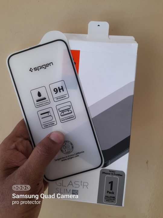 Spigen iphone 15 pro max 6.7" Official HD tempered glass screen protector