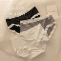 New Japanese Panties Women's Cotton Traceless Girl Simple Japanese Black and White Mid-Waist Student Lace Briefs.
