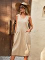 Women’s Causal O Neck Sleeveless Tank Dress Sundress Robe Femme Loose Dresses.