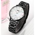 skmei 1840 fashion watch waterproof stainless steel women wrist Watch-Black White. 