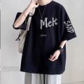 Short SleeveTT-shirt Men plus-Sized XL Mens Summer Fashion Cropped Sleeve Hong Kong Style LooseinsCouple Clothes T-shirt.