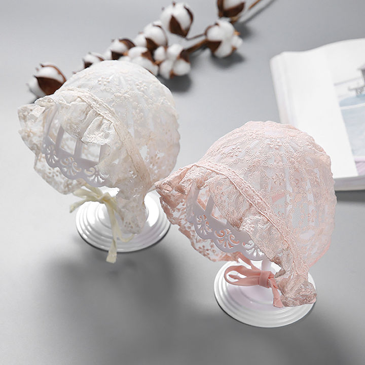 【High Cost-Performance】 Cute Baby Girl Infant Soft Bonnet Cap Summer Lace Flower Newborn Baby Hat BAWEI