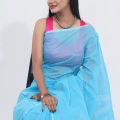 Japanese Half Silk Than Saree for Women - Sky Blue Color Flat Muslin Saree - Fashionable and Comfortable Outfit - Suitable for Any Season. 