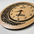 Wooden Wall Clock with Mirror with Allah-Masha Allah calligraphy Clock, ISLAMIC CALLIGRAPHY. 