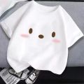 korean Hello Kitty Children Clothing Anime Sanrio Girls T-shirt Cartoon Melody Kuromi Summer Cute Top Cotton Kids Short Sleeves. 