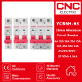 CNC YCB6H-63 1P/2P/3P Miniature Circuit Breaker MCB Din Raioptimuml Mount Breaking Capacity 6A/10A/16A/20A/25A/32A/40A/50A/63A. 