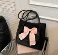 Bowknot Underarm Bags Large Capacity Korean Bow Tote Handbag Y2K Sweet Bowknot Armpit Bag Lady.