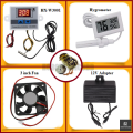 XH-W3001 Temperature Controller 4-in-1 Combo Pack | HX-W3001 Controller + Hygrometer + 3" Cooling Fan + 12V 2A Adapter for Egg Incubator, DIY Projects. 