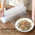 【In Stock】Plastic Food Wrap Dispenser With Slide Cutter Adjustable Cling Film Cutter Preservation Foil Storage Box Convenient Efficient. 