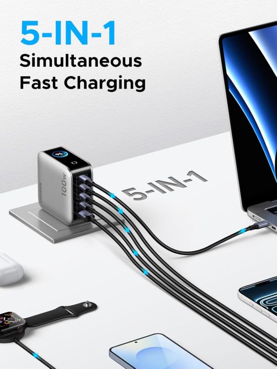 UGREEN%20Nexode%20Pro%20100W%20GaN%20USB-C%20Charger%205-Port%20Fast%20Wall%20Charger%20with%20Smart%20Display%20for%20MacBook,%20iPhone%2017/16,%20Galaxy,%20iPad%20Pro%20&%20Steam%20Deck%20%7C%206%20Months%20Warranty%20-%20Image%207