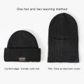 2 in 1 Mask Beanie Full Face Cover Winter Man Thicken Knitted Warmer Hat Outdoor Ski Skate Windproof Ear Protection Bonnet Hats.