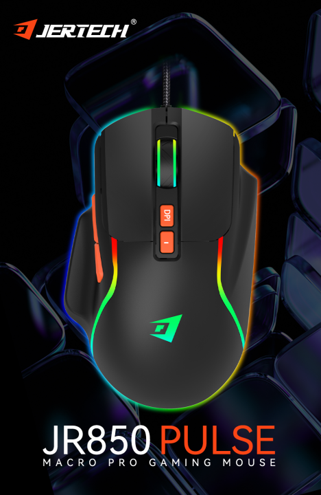 Jertech JR850 Gaming Mouse, Ergonomic RGB Gaming Mouse Wired with 4800 Adjustable DPI, 7 Programmable Buttons, Professional Software for Gamer Office [Black]