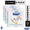 Durex Air Ultra Thin Condom For an Earth Shattering Experience 3 Packets Total 9Pcs. 