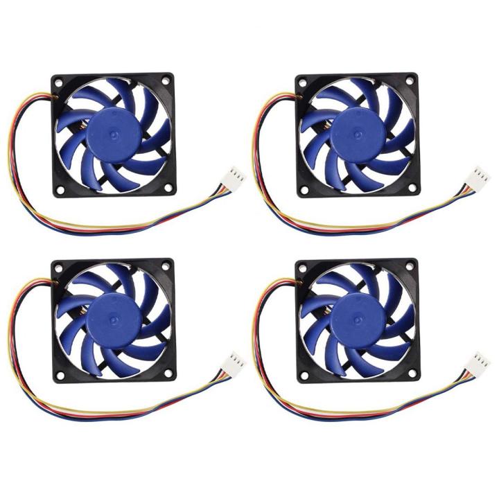 4X 12V DC 32 70mm 4-Pin Computer Case CFM PWM CPU PC Fan Blue & Black ...