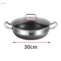 Soup Pot with Lid Non to Clean Double Handle Practical Cooking Pot Frying Pan for 30cm.