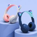 Bluetooth Wireless Earphones Flash Light Bluetooth Headset Kid Girl Voice Control Wireless Headphones Mic Cat Ears Music EarBuds.