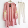 Premium Quality Georgette Embroidered Two Piece Boutique Set Ready Made Tops and Pajama Free Size. 