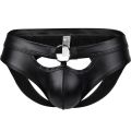 Black Underwear Men Latex PU Leather Panties Gay Man's Underwear Hollow Jockstrap Men Briefs Lingerie Cueca Male Panties. 