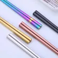 2pcs Chopsticks Non-Slip Chinese Stainless Steel Reusable Metal Chopstick for Sushi Hashi Food Sticks Tableware Kitchen Tool. 