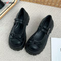 Women Thick Platform Mary Janes Lolita Shoes Party Pumps New Bowknot Buckle Small Leather Shoes Woman Vintage JK Uniform Shoes. 