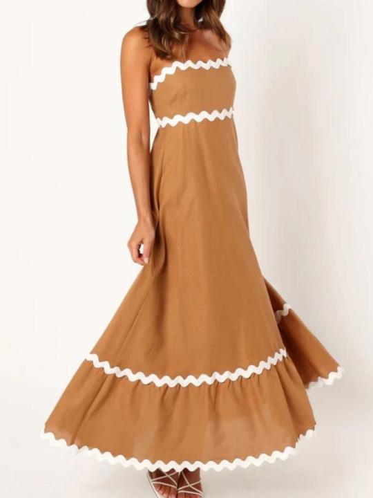 Traf%20Female%20Dress%20Summer%20Lace%20Patchwork%20Frock%20Elegant%20Suspender%20Strapless%20One-piece%20Dress%20Oversized%20Long%20Skirt%20Casual%20Streetwear%20-%20Image%204