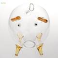 Transparent Pig Piggy Bank Novelty Tabletop Glass Pig Piggy Bank. 