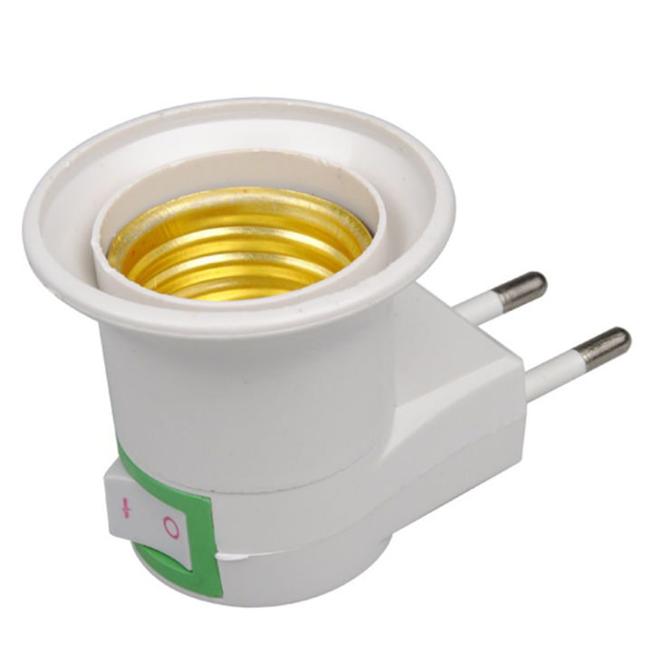 【100%-original】 E27 LED light Male Sochet Base type to Power 220V EU Plug lamp Holder Bulb Adapter Converter + ON/OFF Button Switch