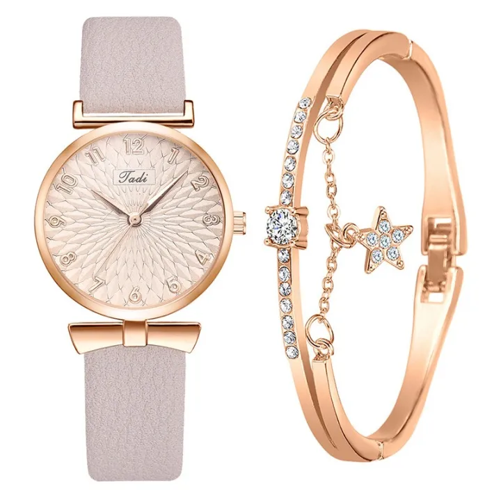 2%20pcs/set%20women%20watches%20bracelet%20set%20flowers%20ladies%20Bracelet%20Watch%20casual%20leather%20quartz%20wristwatch%20-%20Image%203