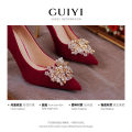 Wedding Shoes Bridal Shoes2023New Summer Chinese Style Xiuhe Wedding Dress Two-Way Wear Red Engagement Toast Dress High Heels. 