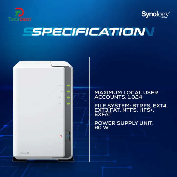 Synology%20DS223j%20NAS,%202-Bay%20DiskStation%20,%20Realtek%20RTD1619B%2064-bit,%204-core%201.7%20GHz%20-%20Image%204