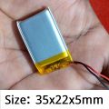 Bluetooth Headphone Battery 3.7V 300mAh Battery Size 35x22x5mm Lithium Polymer Rechargeable Battery 3.7V Lipo Battery For Bluetooth Earphone Battery.