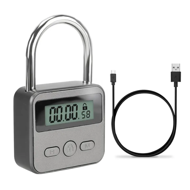2X Smart Time Lock LCD Display Electronic Timer Switch USB Rechargeable Timer Padlock Travel Electronic Timer-Qing